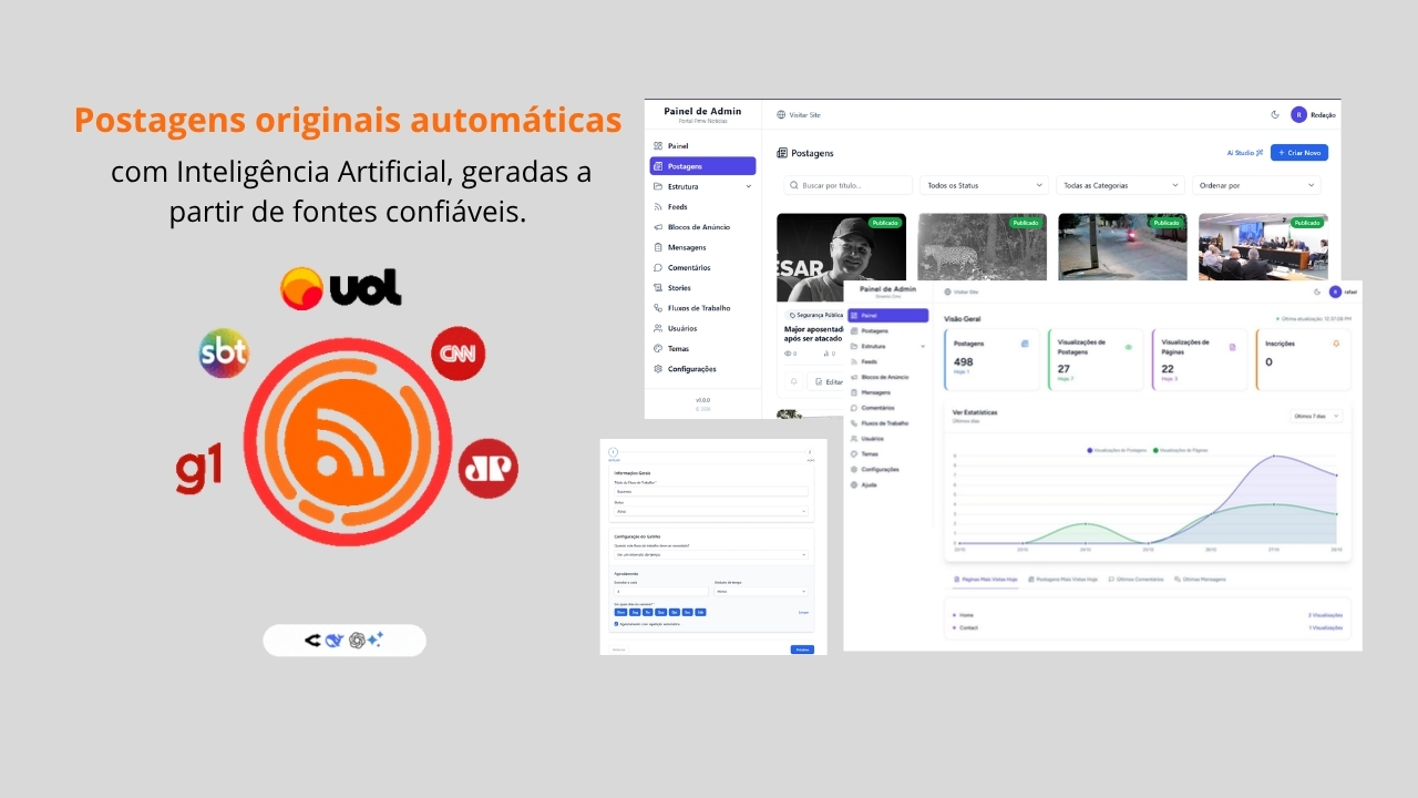 Print do painel de notícias
